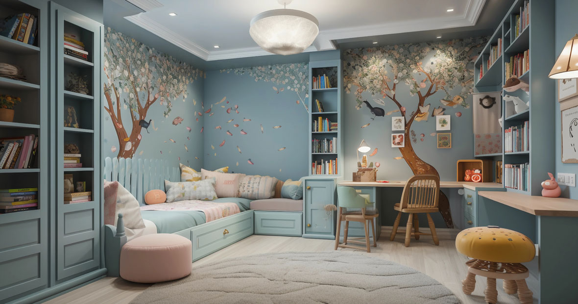 chambre-d'enfant-papier-peint-ludique